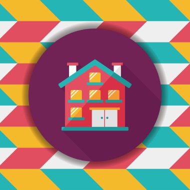 Bina daire düz simgesi ile uzun gölge, eps10