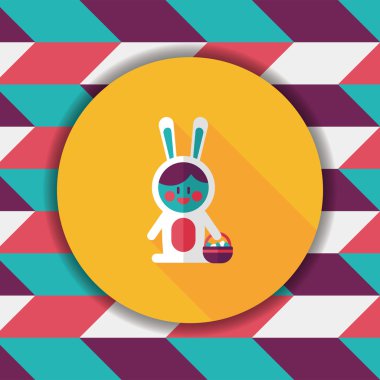 Paskalya tavşanı düz simgesi ile uzun gölge, eps10