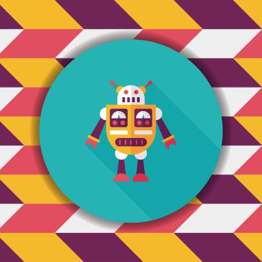 Robot kavramı uzun gölge, eps10 düz simgesiyle