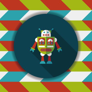 Robot kavramı uzun gölge, eps10 düz simgesiyle