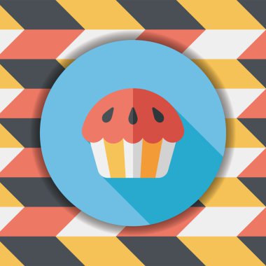cupcake düz simgesi ile uzun gölge, eps10