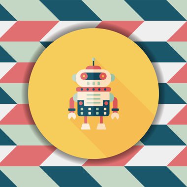 Robot kavramı uzun gölge, eps10 düz simgesiyle