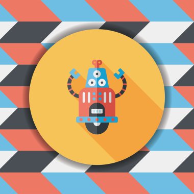 Robot kavramı uzun gölge, eps10 düz simgesiyle