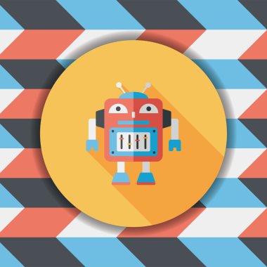 Robot kavramı uzun gölge, eps10 düz simgesiyle