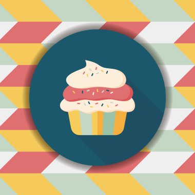 cupcake düz simgesi ile uzun gölge, eps10