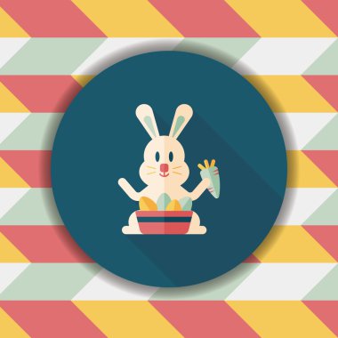 Paskalya tavşanı düz simgesi ile uzun gölge, eps10