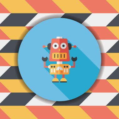 Robot kavramı uzun gölge, eps10 düz simgesiyle