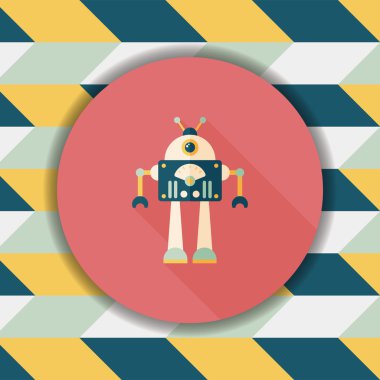 Robot kavramı uzun gölge, eps10 düz simgesiyle