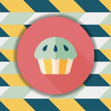 cupcake düz simgesi ile uzun gölge, eps10