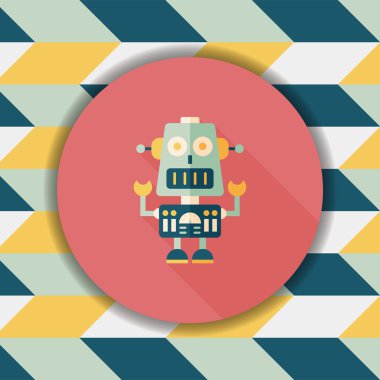 Robot kavramı uzun gölge, eps10 düz simgesiyle