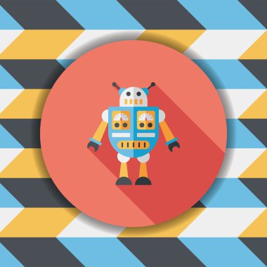 Robot kavramı uzun gölge, eps10 düz simgesiyle