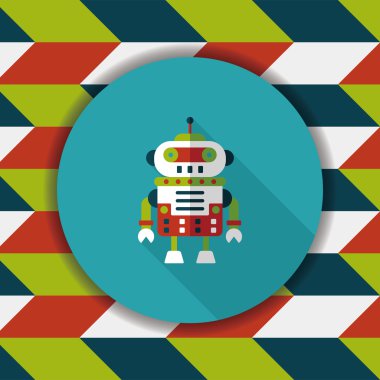 Robot kavramı uzun gölge, eps10 düz simgesiyle