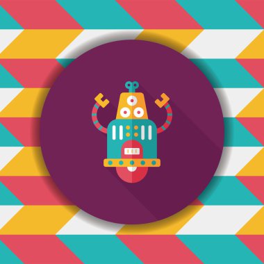 Robot kavramı uzun gölge, eps10 düz simgesiyle