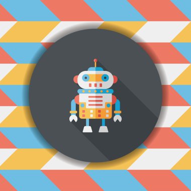 Robot kavramı uzun gölge, eps10 düz simgesiyle