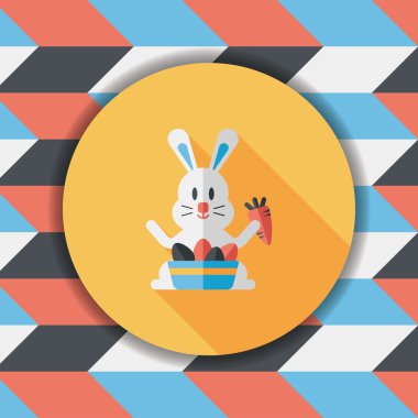 Paskalya tavşanı düz simgesi ile uzun gölge, eps10
