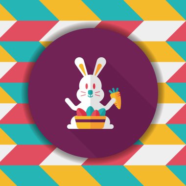 Paskalya tavşanı düz simgesi ile uzun gölge, eps10