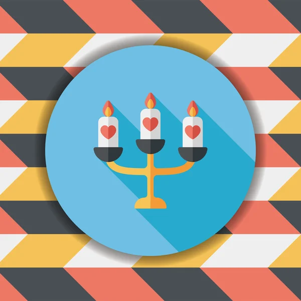 Candelabro de boda icono plano con sombra larga, eps10 — Vector de stock