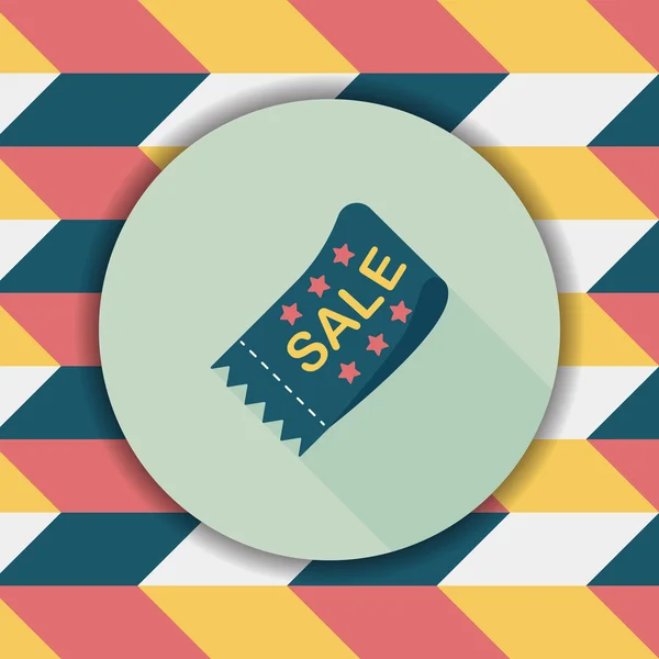 Shopping vendita coupon flat icon con lunga ombra, eps10 — Vettoriale Stock