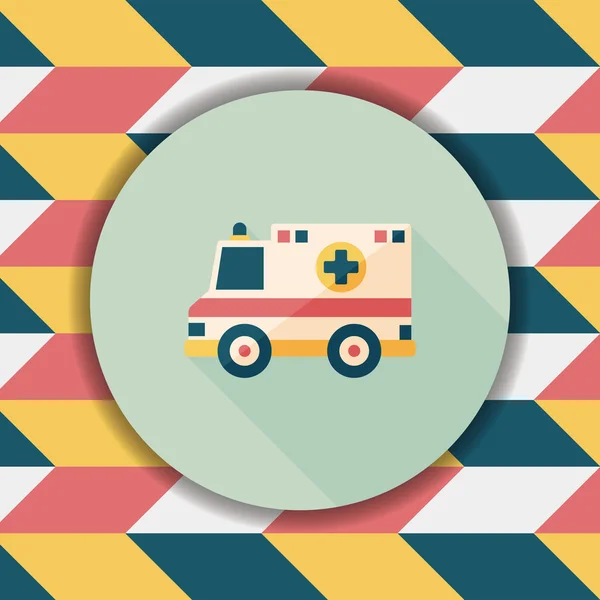 Transporte ambulancia icono plano con sombra larga, eps10 — Vector de stock