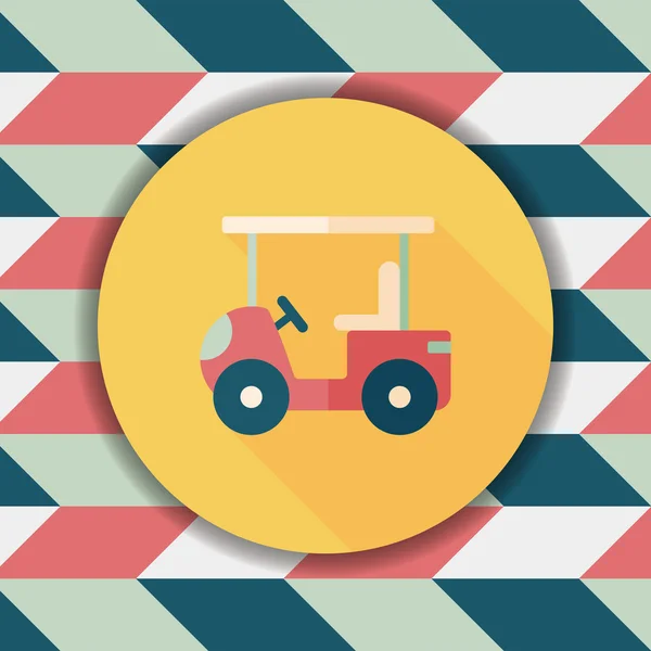 Транспорт Golf Cart flat icon with long shadow, eps10 — стоковый вектор