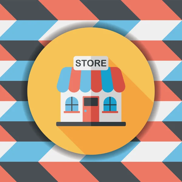 Building shop store flat icon with long shadow, eps10 — стоковый вектор