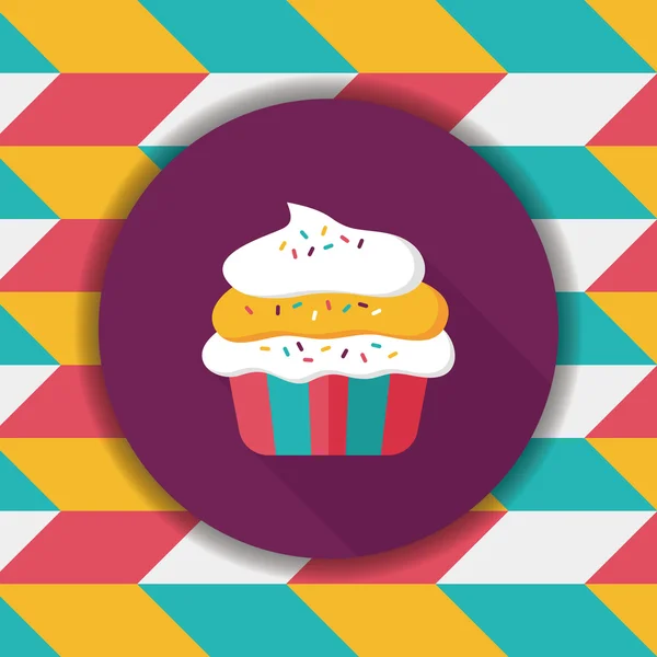 Cupcake icono plano con sombra larga, eps10 — Archivo Imágenes Vectoriales