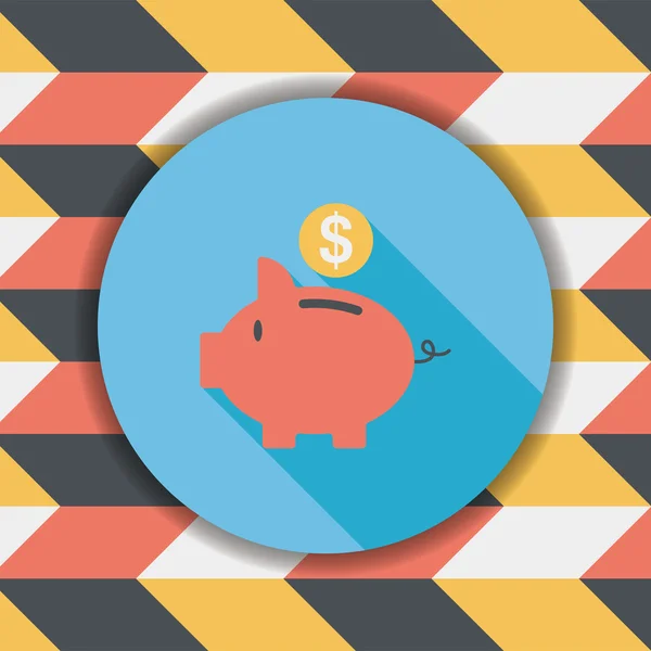 Piggy bank platte pictogram met lange schaduw, eps10 — Stockvector