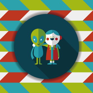 Uzun Gölge, eps10 ile alan yabancı dostluk düz simgesi