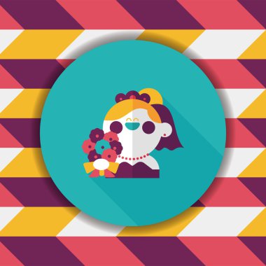 Gelinin düz ikonu, uzun gölgeli, eps10