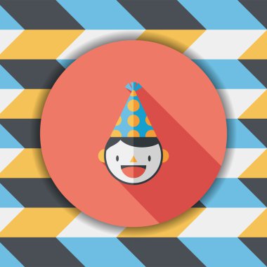 verjaardag partij jongen platte pictogram met lange schaduw, eps10