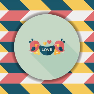 Düğün kuş düz simgesi ile uzun gölge, eps10