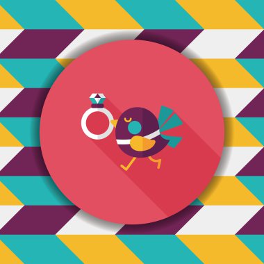 kuş uzun gölge, eps10 ile elmas yüzük düz simgesi ile düğün