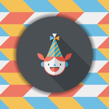 doğum günü partisi kız düz simgesiyle uzun gölge, eps10