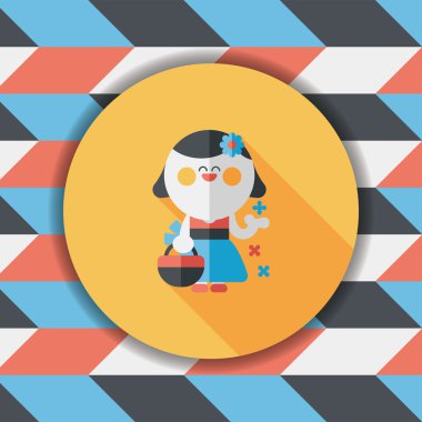 düğün çiçeği kız düz ikon, uzun gölge, eps10