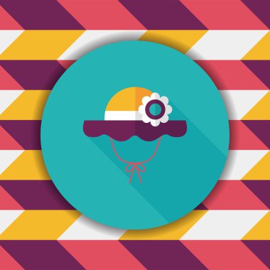 Kadın şapka düz simgesi ile uzun gölge, eps10