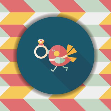 kuş uzun gölge, eps10 ile elmas yüzük düz simgesi ile düğün