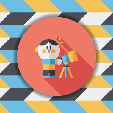 Alan çocuk ve teleskop uzun gölge, eps10 düz simgesi