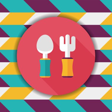 Uzun Gölge, eps10 düz simgesiyle dishware ve çatal bıçak takımı