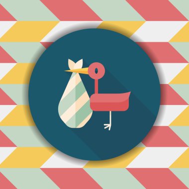 kuş ve bebek düz simgesi ile uzun gölge, eps10