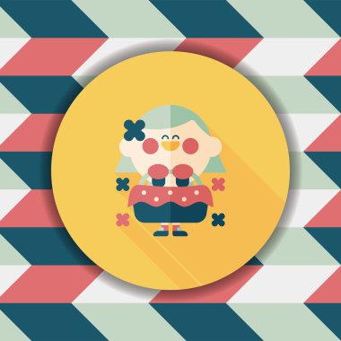 düğün çiçeği kız düz ikon, uzun gölge, eps10