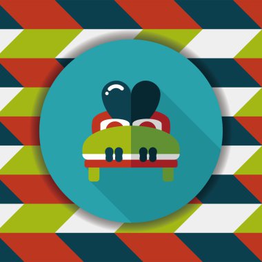 Düğün çifti yatak düz ikonu, uzun gölge, eps10