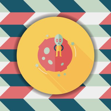 Uzay gezegen ve yabancı uzun gölge, eps10 düz simgesi