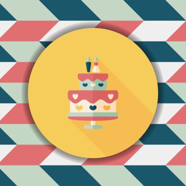 Düğün pastası uzun gölge, eps10 düz simgesiyle