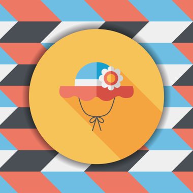 Kadın şapka düz simgesi ile uzun gölge, eps10