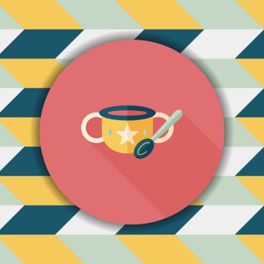 Bebek gıda kase düz simgesiyle uzun gölge, eps10