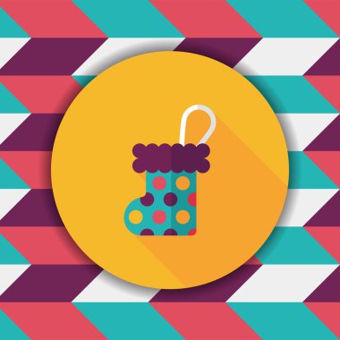 Noel çorap uzun gölge, eps 10 düz simgesi