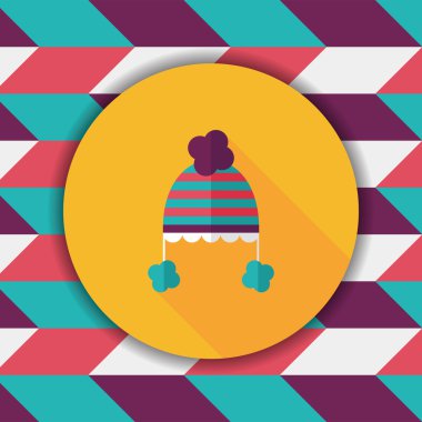 Bebek şapka düz simgesi ile uzun gölge, eps10