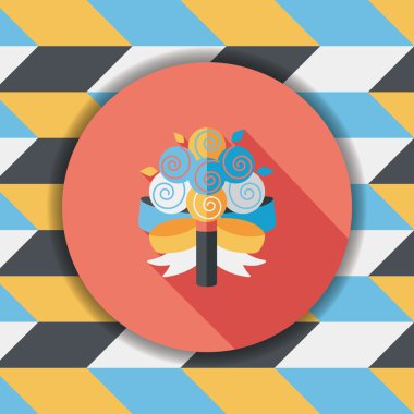 çiçek buketi düz simgesi ile uzun gölge, eps10 düğün