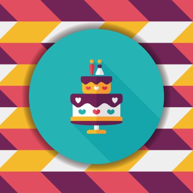 Düğün pastası uzun gölge, eps10 düz simgesiyle