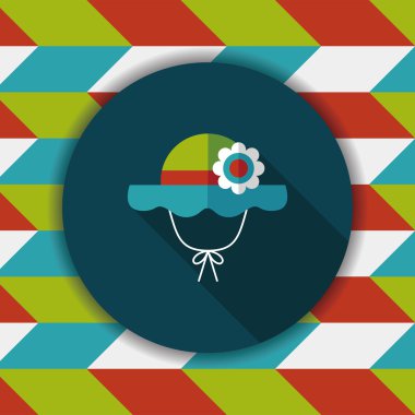 Kadın şapka düz simgesi ile uzun gölge, eps10